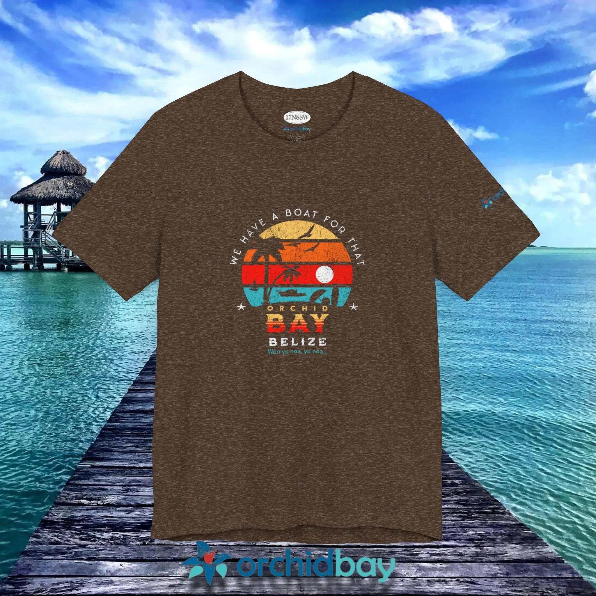 Orchid Bay | Unisex Short Sleeve Tee | We Have a Boat For That | Retro Sunset