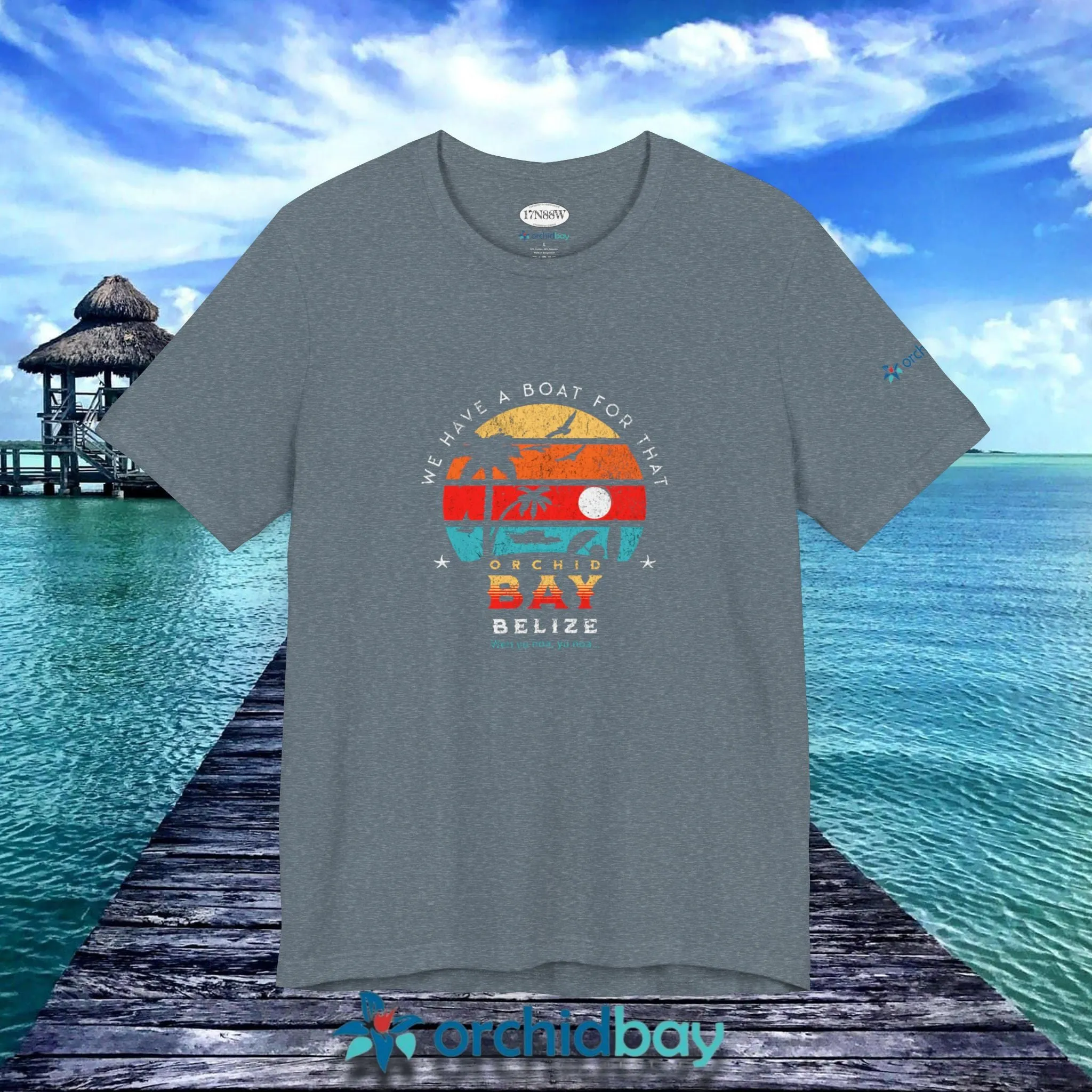 Orchid Bay | Unisex Short Sleeve Tee | We Have a Boat For That | Retro Sunset