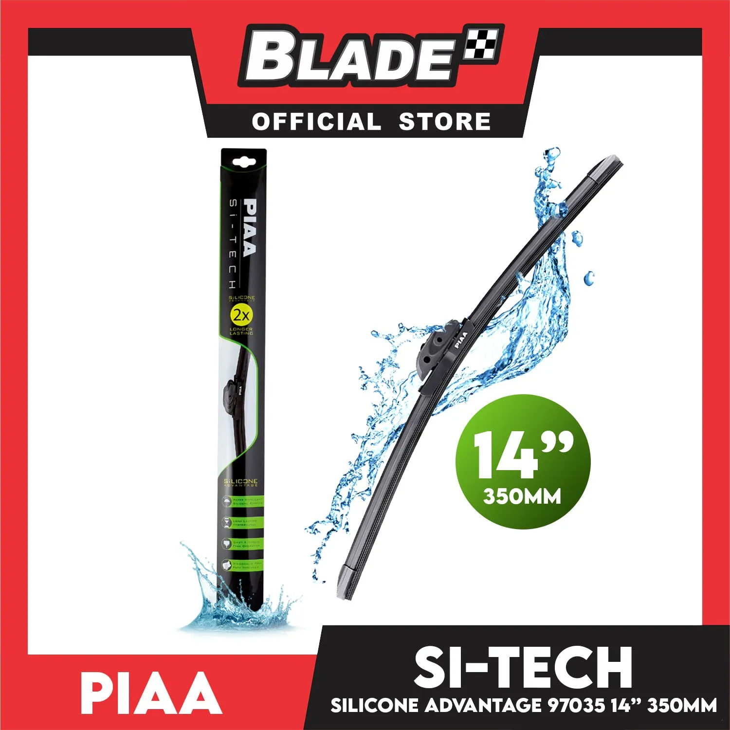 Piaa Wiper Si-Tech Silicone Advantage 14' ' 97035A Longer Lasting 2x 350mm for Jeep, Mazda, Nissan, Honda