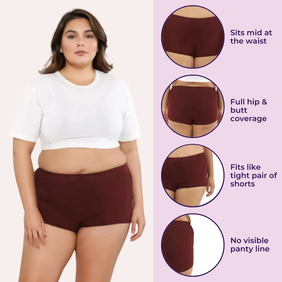 Plus Size BrZee Boyshorts | Adaptive Stretch | No Visible Panty Lines | Pack Of 6
