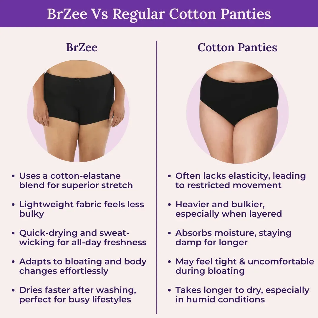 Plus Size BrZee Boyshorts | Adaptive Stretch | No Visible Panty Lines | Pack Of 6