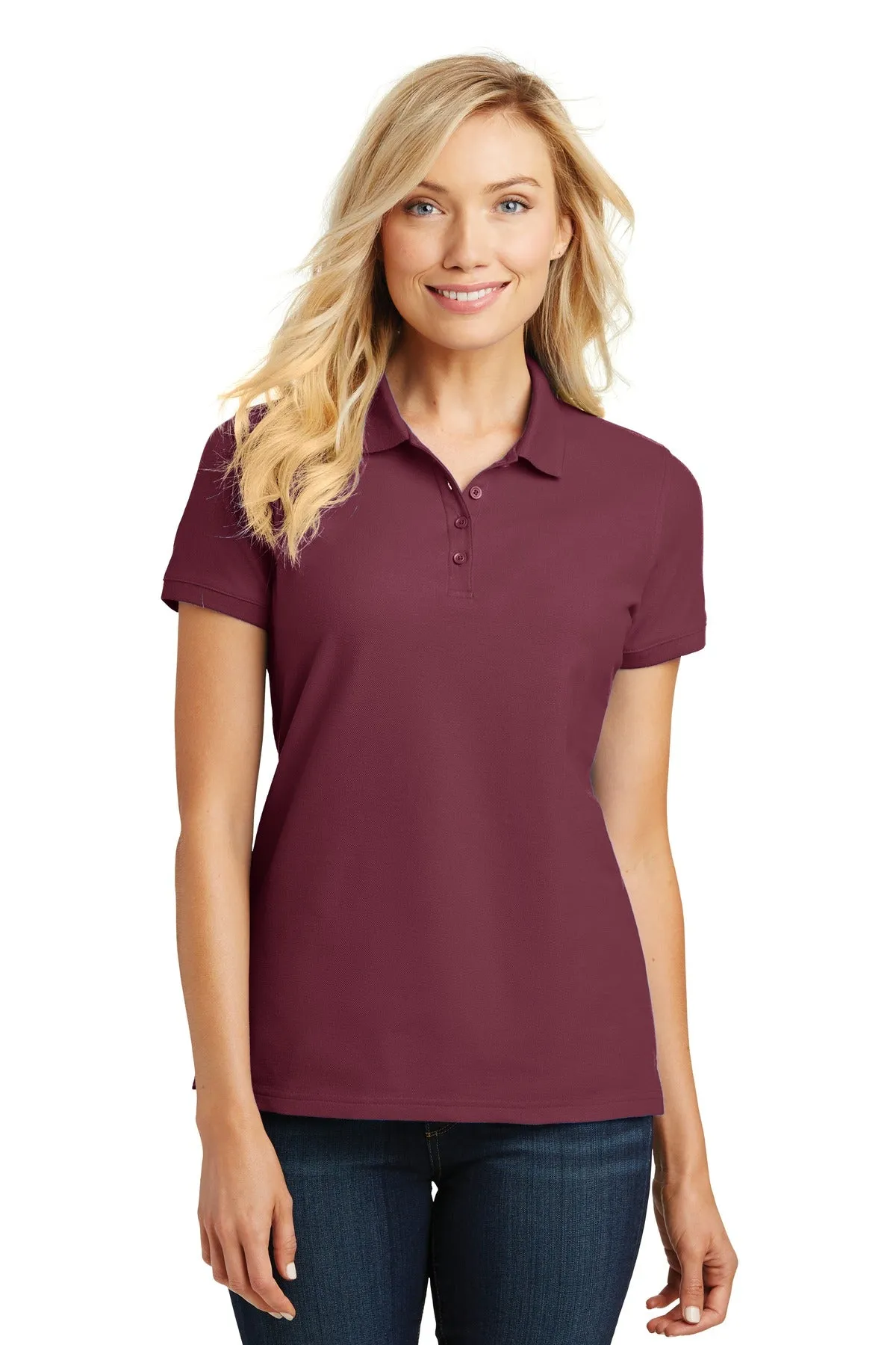 Port Authority Women's Core Classic Pique Polo. L100 Burgundy