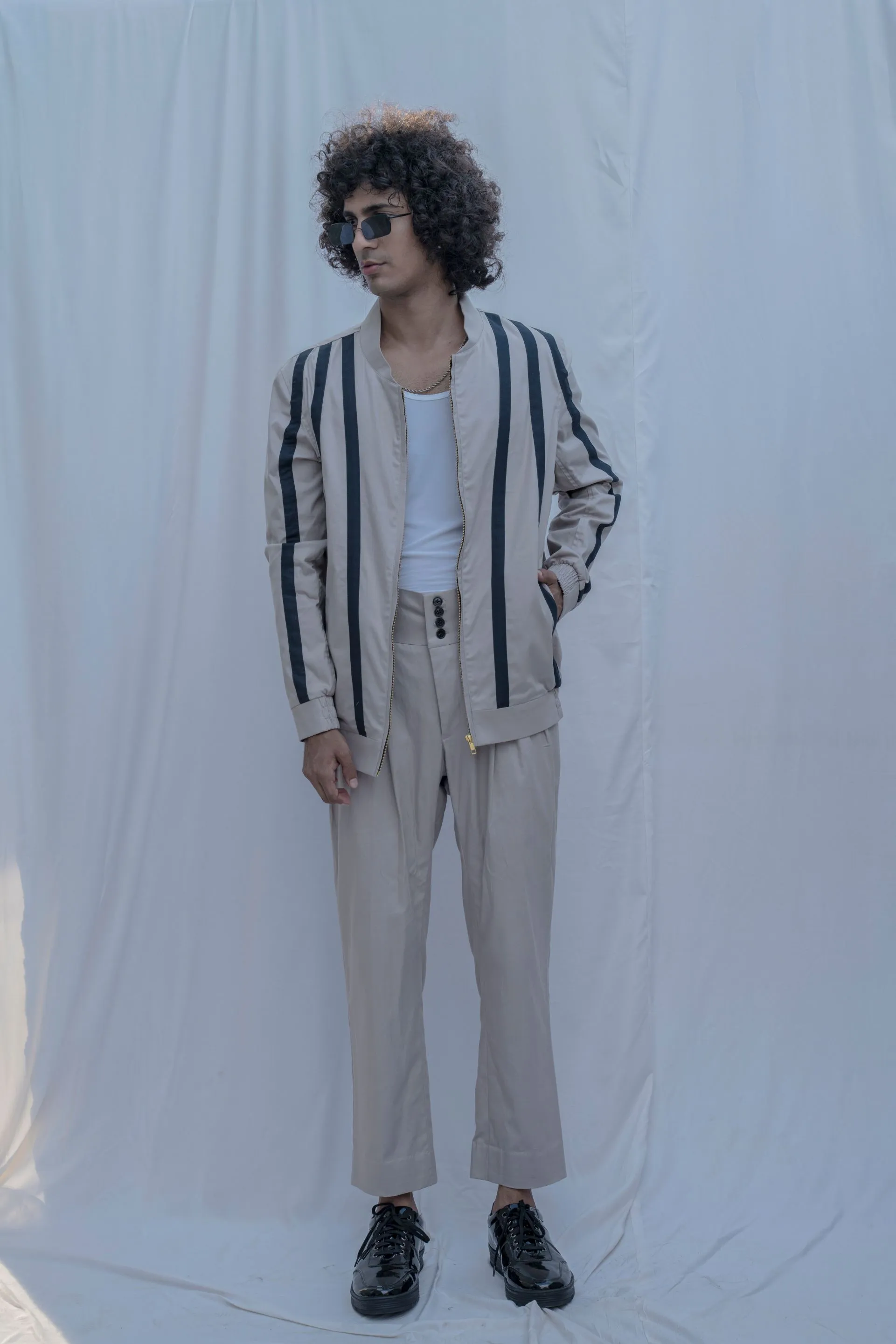 Poughkeepsie - Grey Bomber Jacket Stripes with Pant Set