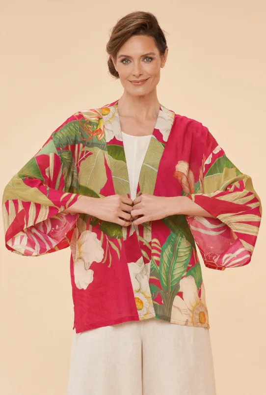 Powder Delicate Tropical in Dark Rose Kimono Jacket