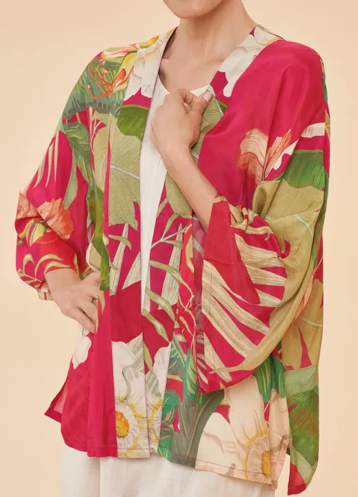 Powder Delicate Tropical in Dark Rose Kimono Jacket
