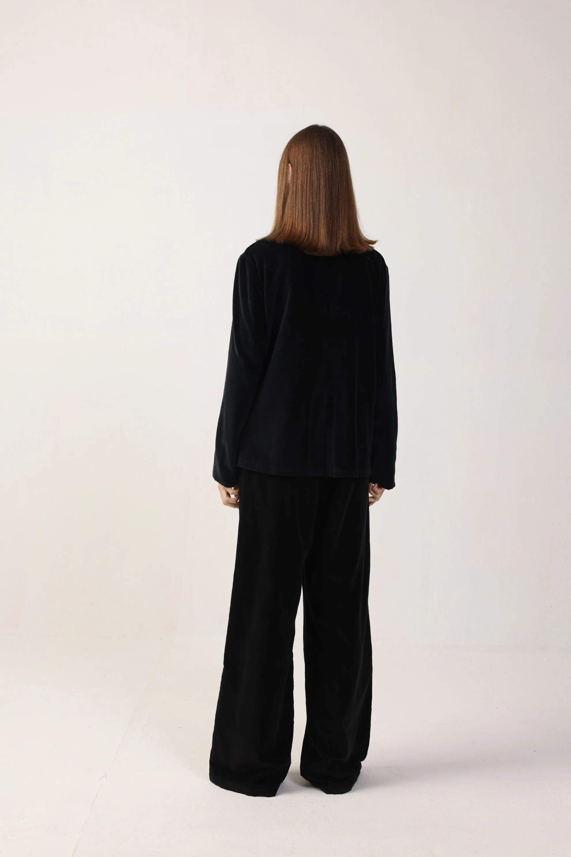 Pull On Cotton Velvet Pants | Black