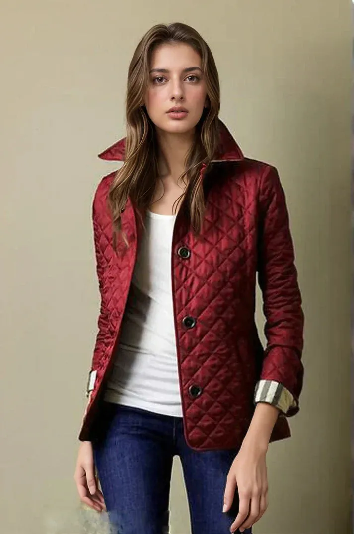 Quilted Women's Lightweight Jacket with Button Closure - Stylish Outerwear for All Seasons
