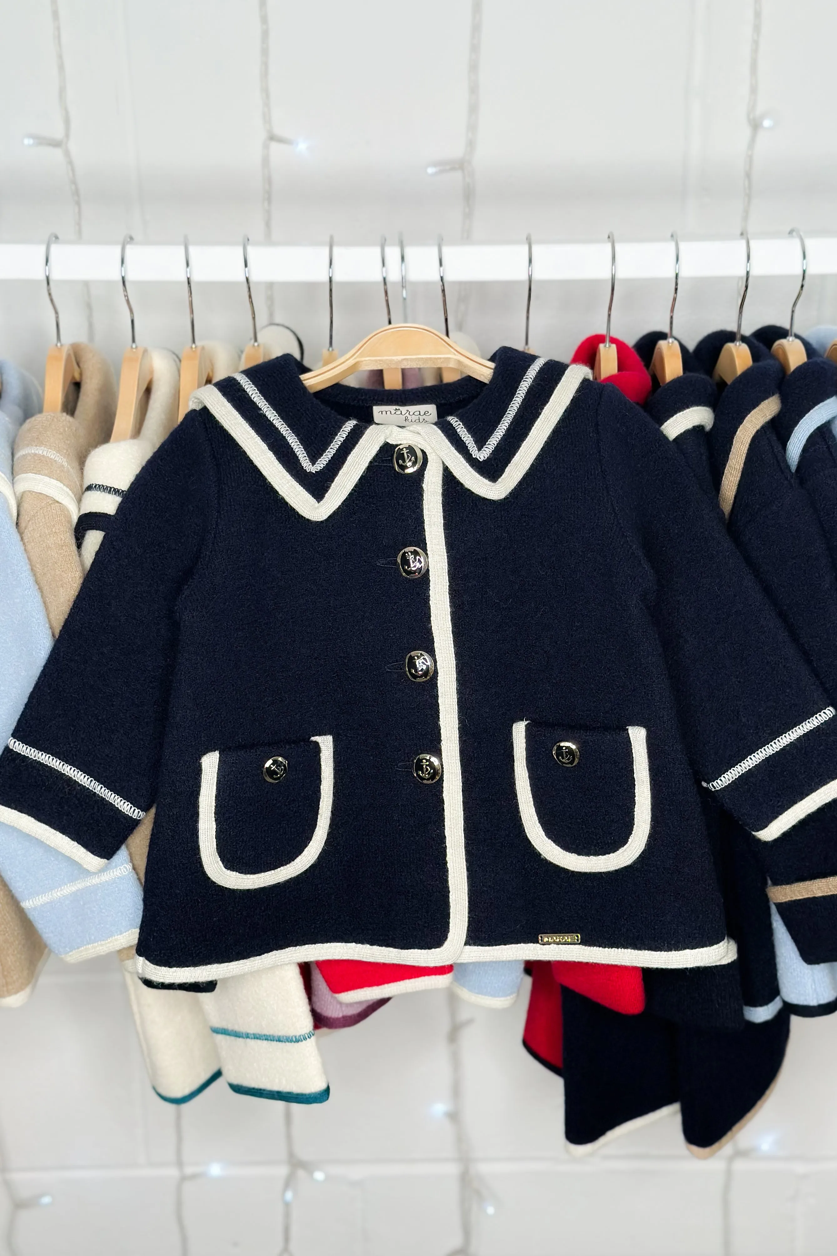 "Artemis" Navy & Ivory Merino Wool Sailor Jacket