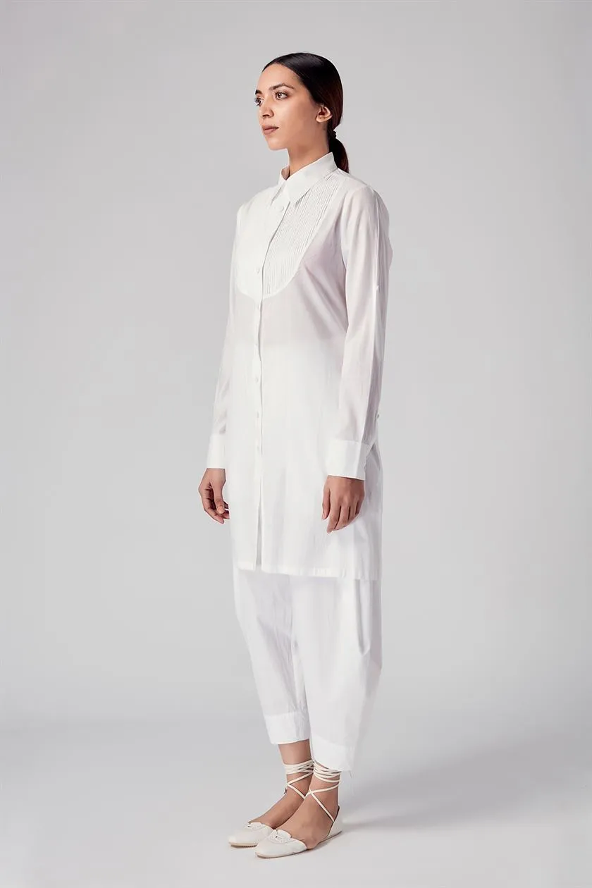 Rajesh Pratap Singh   I   Gagwana Pintuck Tunic   White  8TH-15  Women classic collection