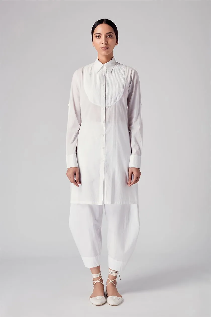 Rajesh Pratap Singh   I   Gagwana Pintuck Tunic   White  8TH-15  Women classic collection