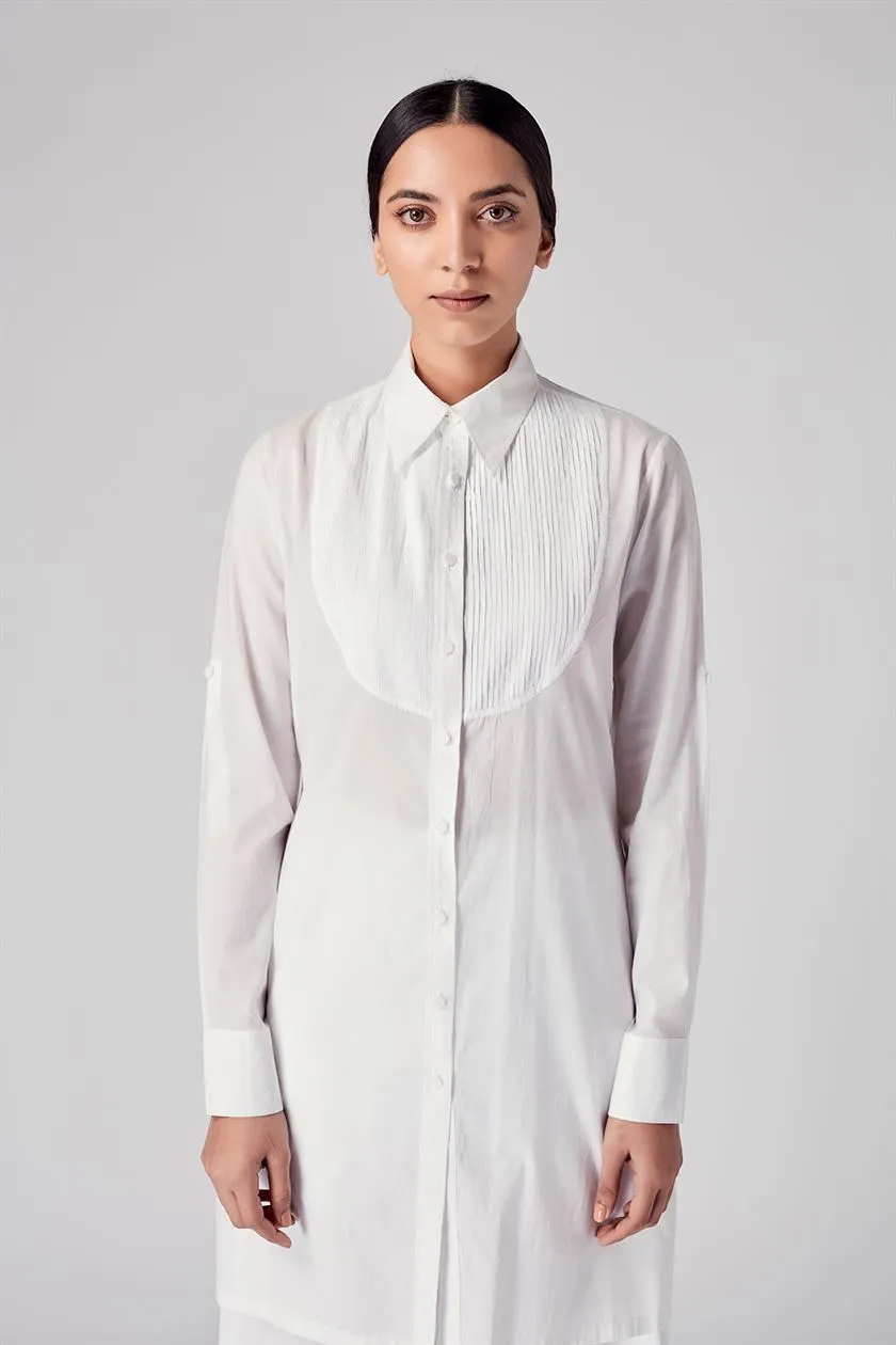 Rajesh Pratap Singh   I   Gagwana Pintuck Tunic   White  8TH-15  Women classic collection