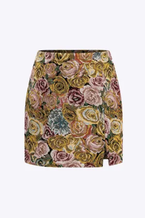 Reva - Trendy Jacquard Side Slit Woman's Skirt