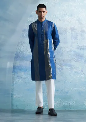 Royal blue straight shimmer kurta and pant
