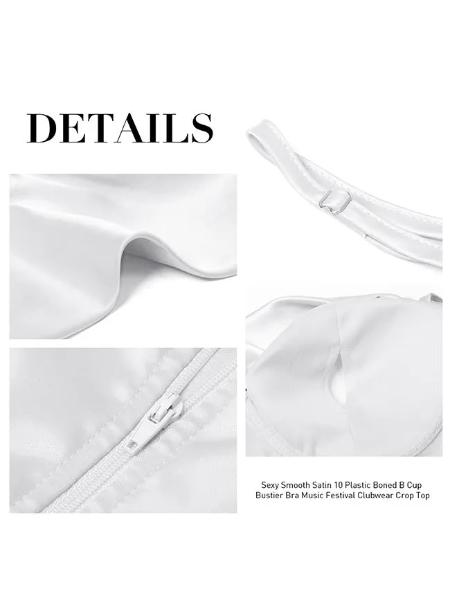 Satin Spaghetti Strap Zip Back Clubwear Camis Crop Top