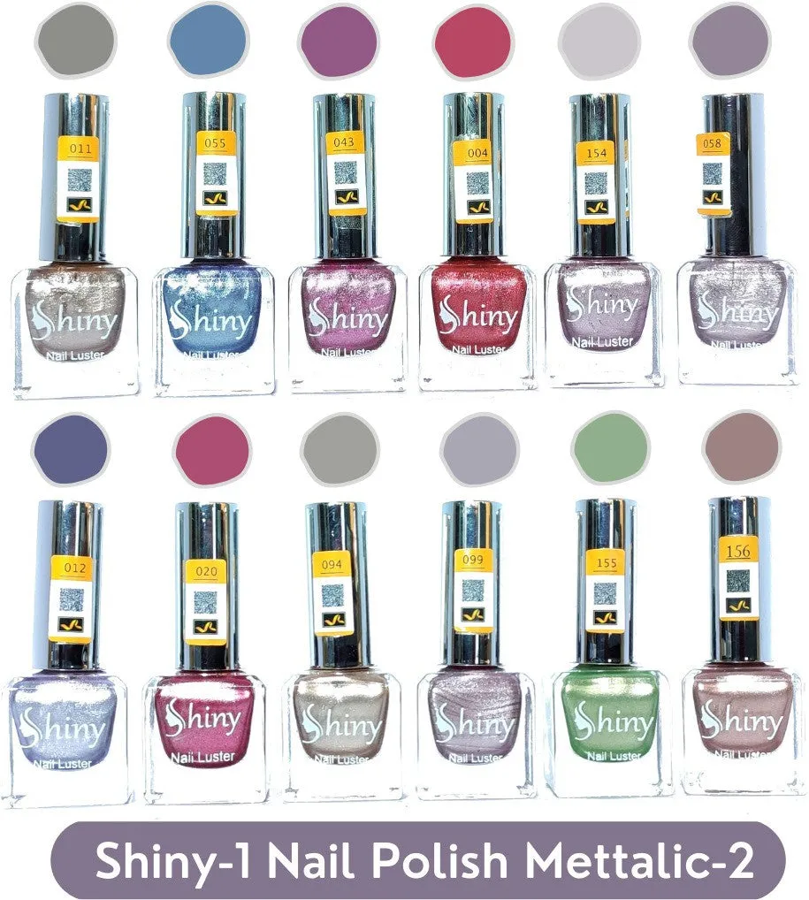 Shiny Mattalic- 2 Nail Polish Shiny- 1 (Pack of 12, 9.9ML Each)