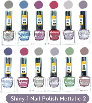 Shiny Mattalic- 2 Nail Polish Shiny- 1 (Pack of 12, 9.9ML Each)