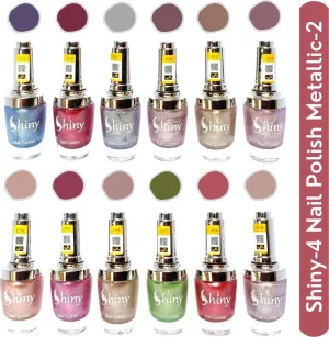 Shiny Mattalic- 2 Nail Polish Shiny-  4 (Pack of 12, 9.9ML Each)