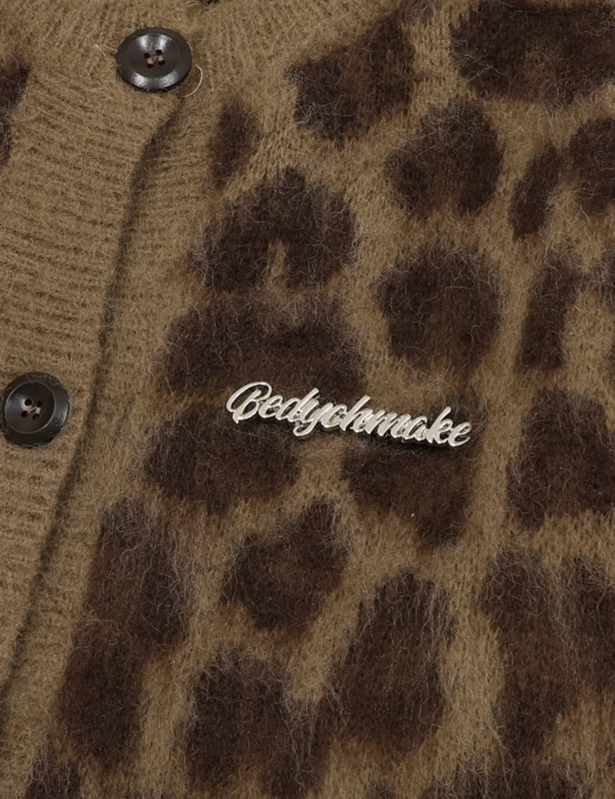 SILENT VORTEX Leopard Print Down Long Sleeve Fuzzy Cardigan Sweaters