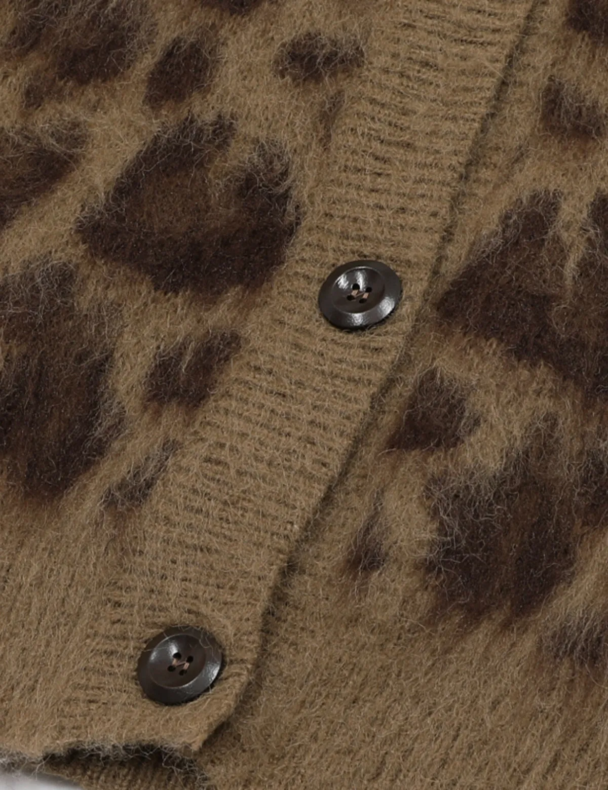 SILENT VORTEX Leopard Print Down Long Sleeve Fuzzy Cardigan Sweaters