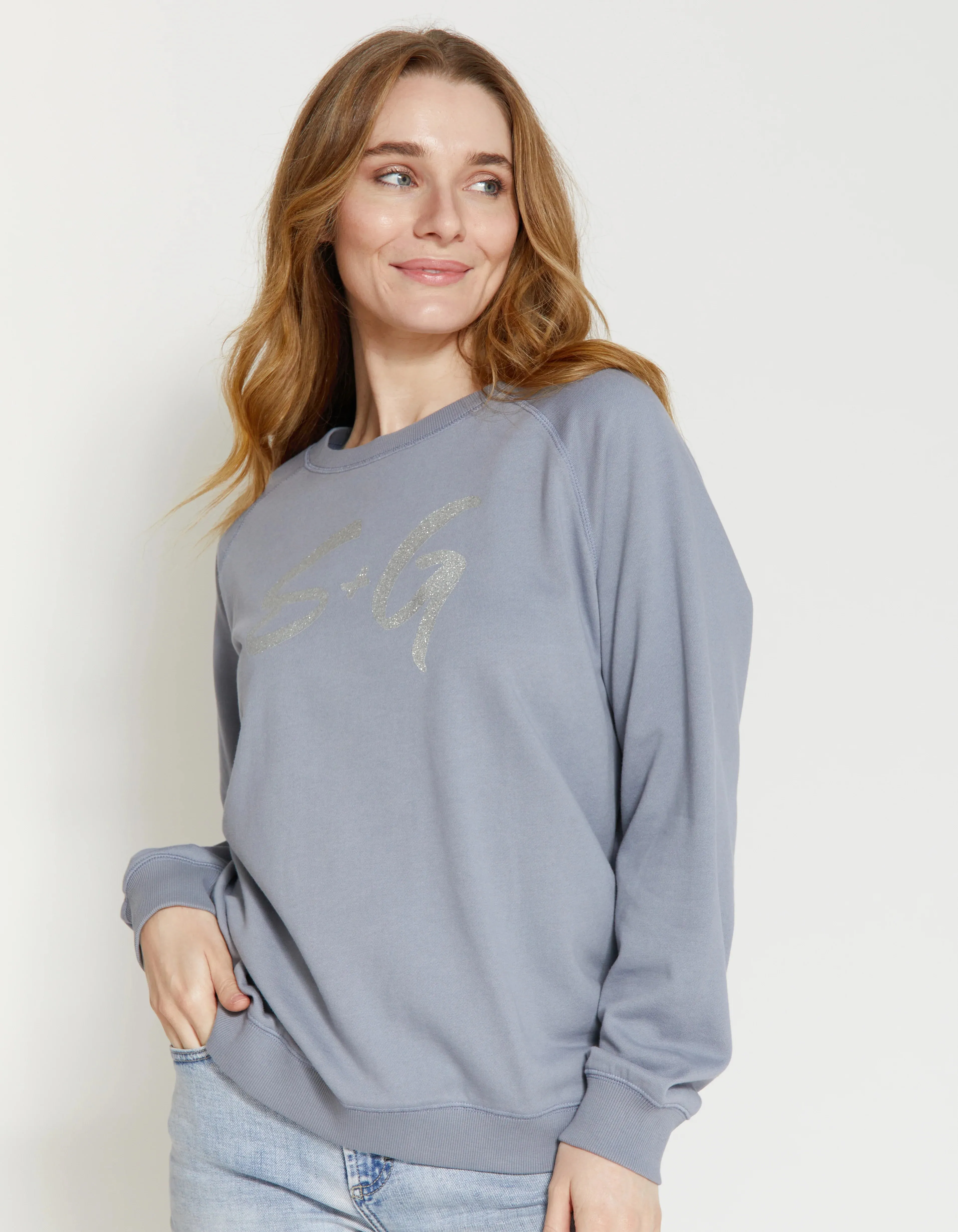 Silver Logo Glitter Sweater - Pavement