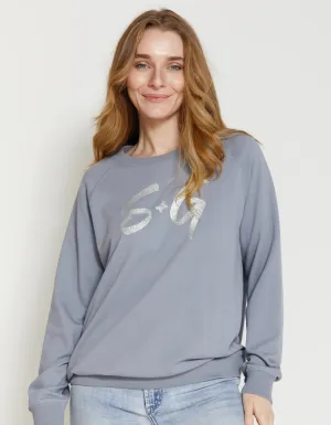 Silver Logo Glitter Sweater - Pavement