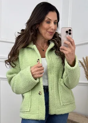 Stasia Green Teddy Fleece Jacket
