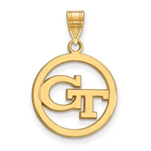 Sterling Silver Gold-plated Georgia Institute of Technology G-T Medium Circle Pendant