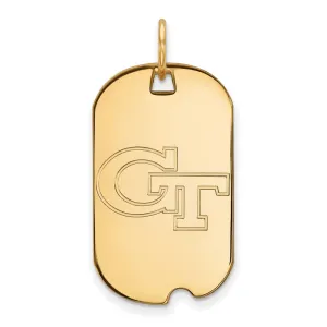 Sterling Silver Gold-plated Georgia Institute of Technology G-T Small Dog Tag Pendant