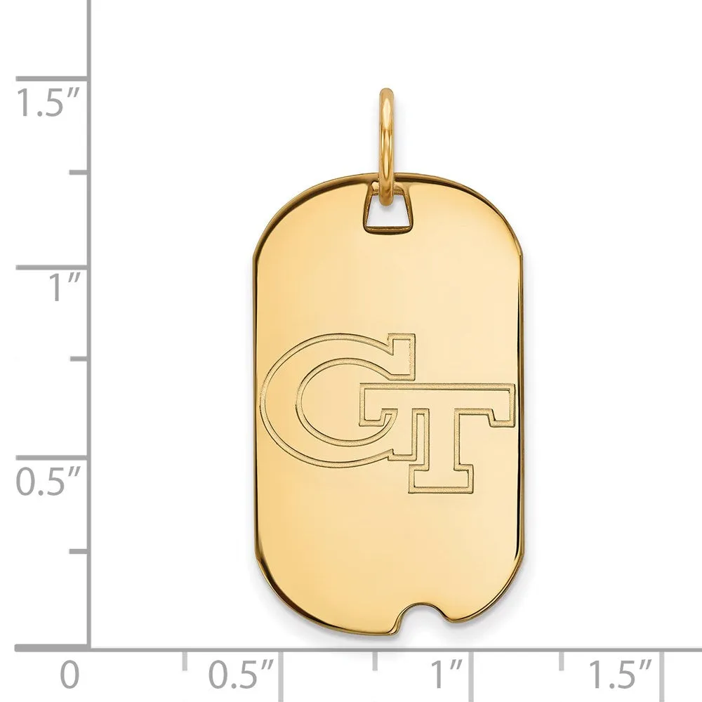 Sterling Silver Gold-plated Georgia Institute of Technology G-T Small Dog Tag Pendant