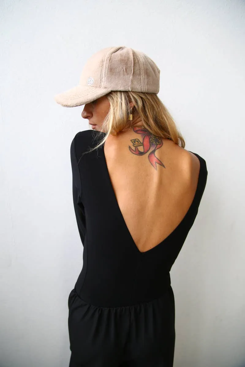 The Sable Tulle V-Neck Bodysuit