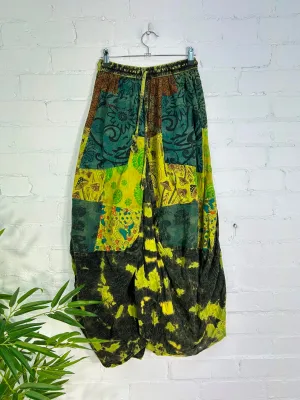 Tie Dye & Patch Long Skirt