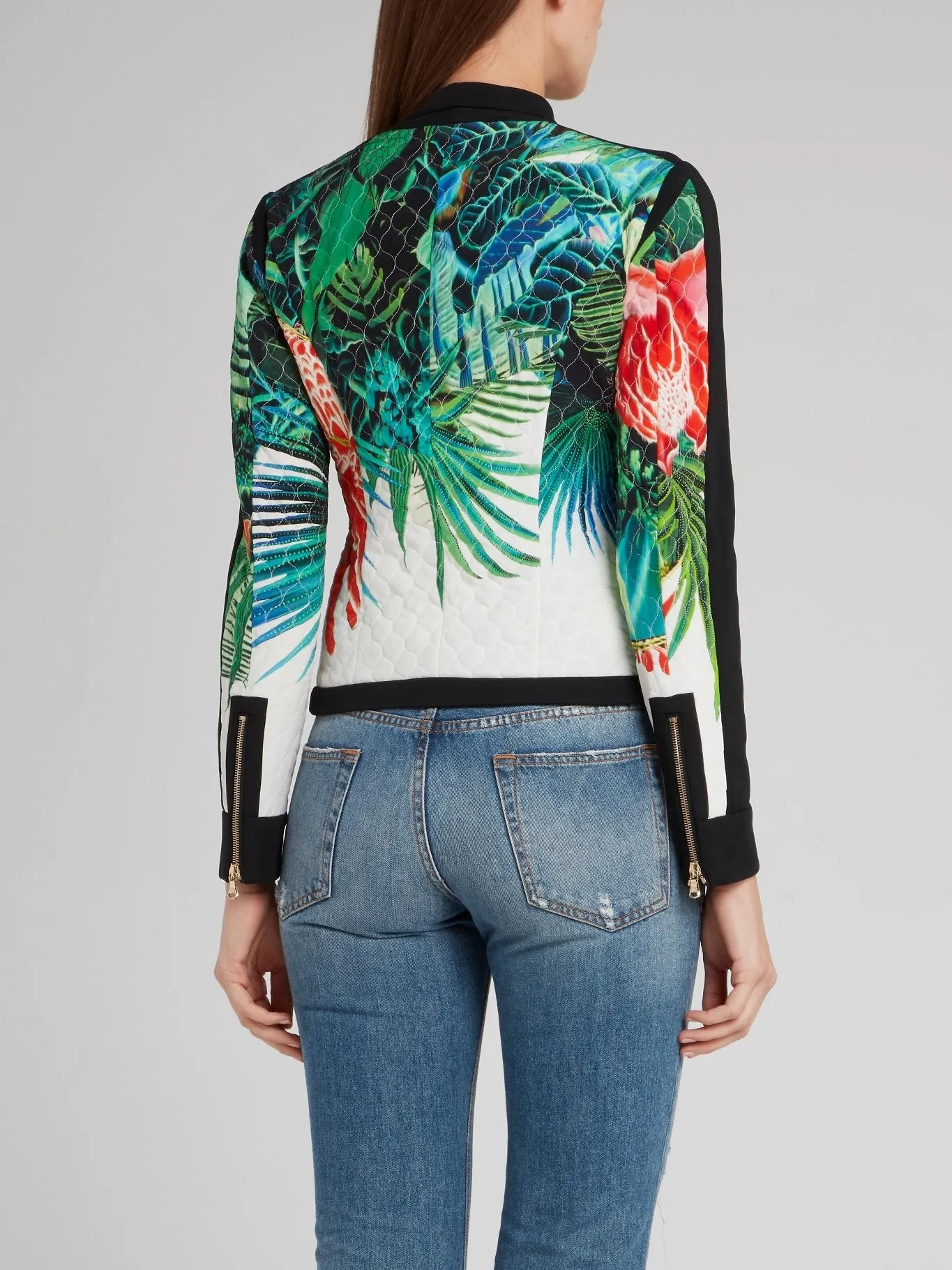 Tropical Print Zip Up Jacket