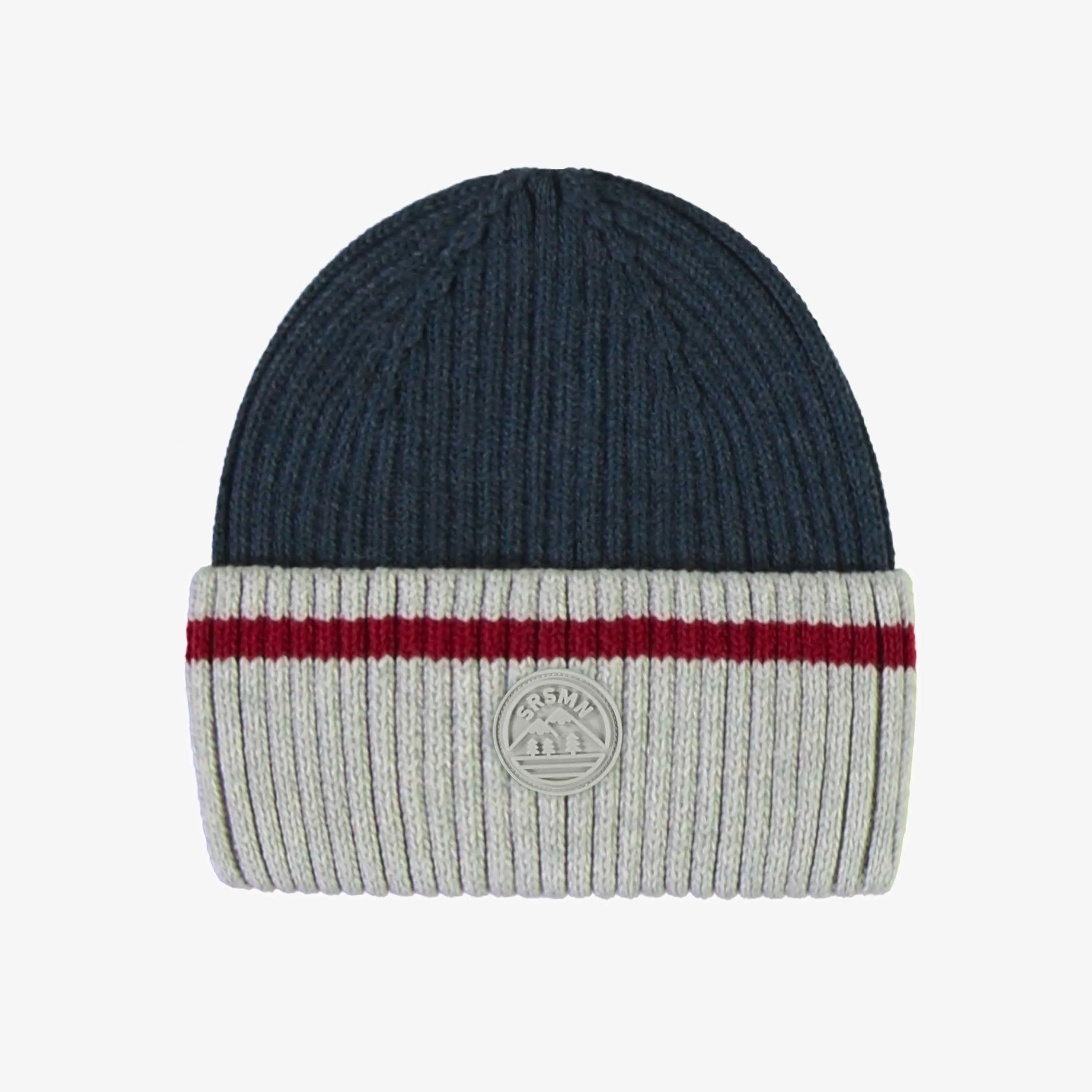 Tuque en tricot marine-gris effet bas de laine, enfant || Navy-gray knit toque with wool socks effect, child