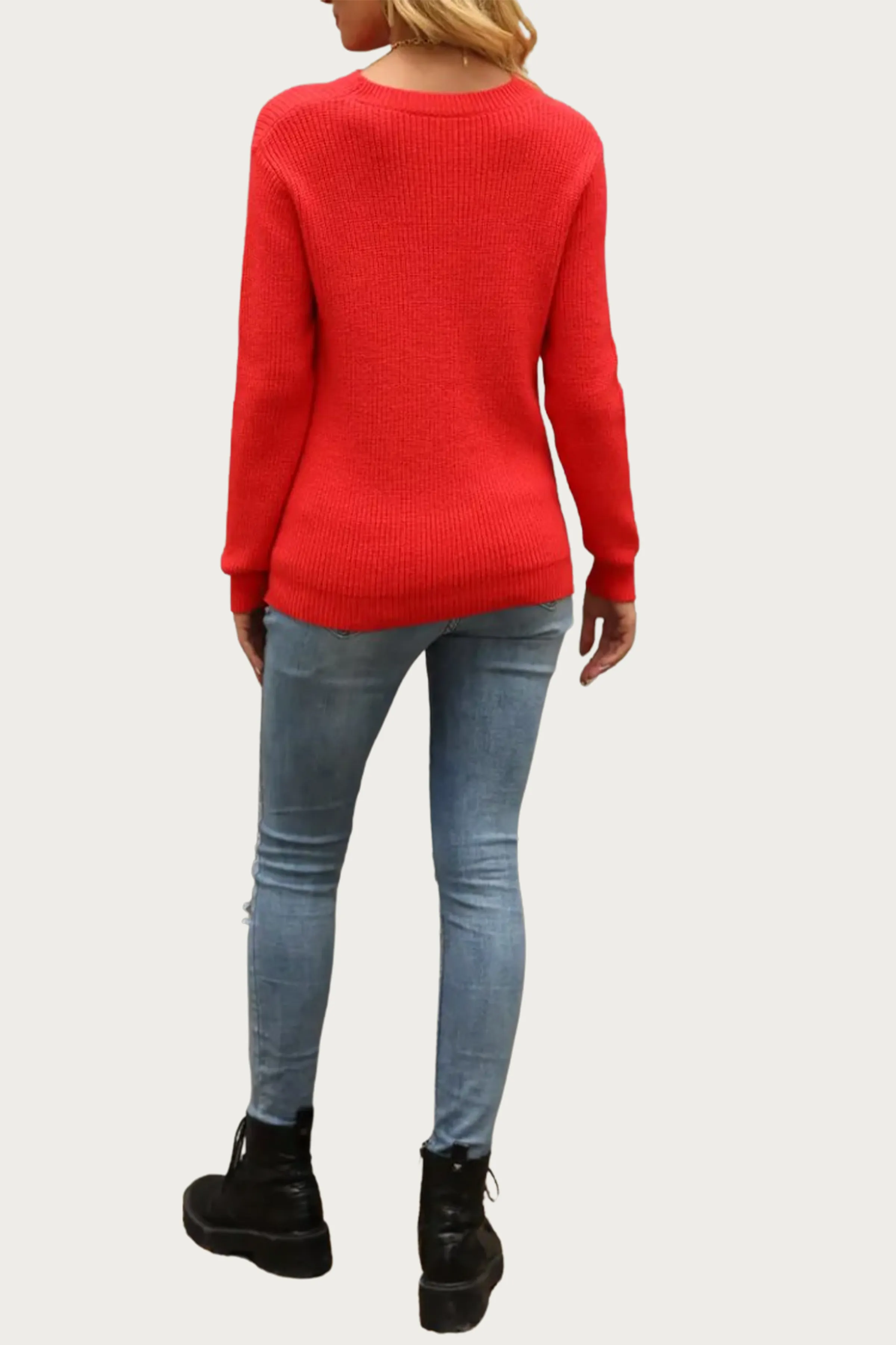 TWO-TONE COLORBLOCK CUTOUT SWEATER