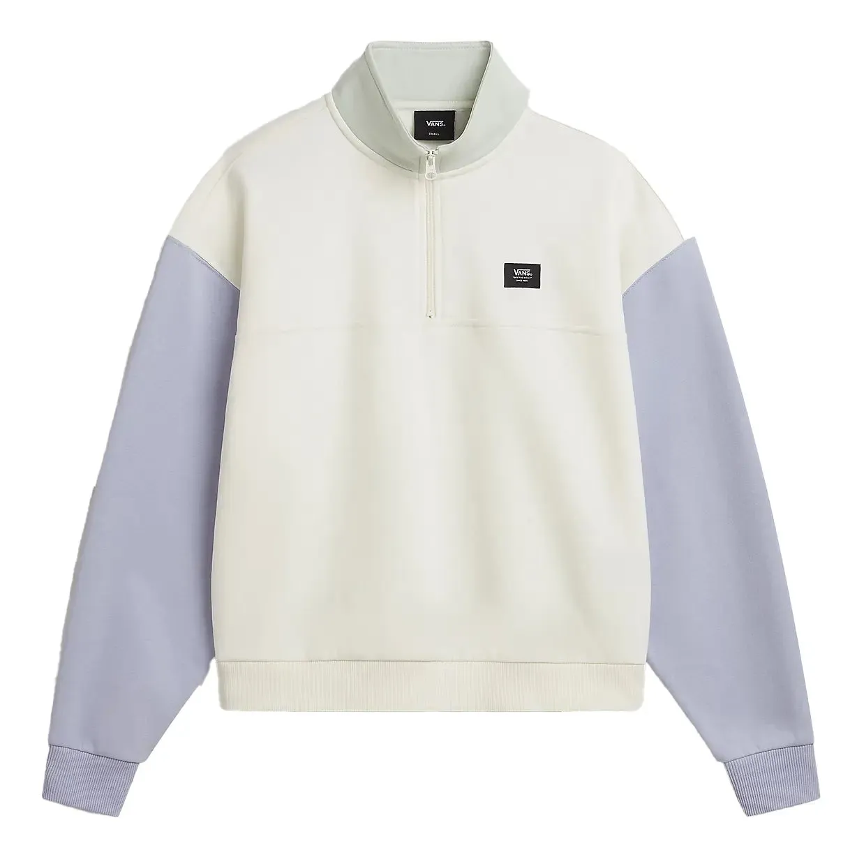 Vans Colourblock Half Zip Mock Neck Sweatshirt - Marshmallow/Cosmic Sky