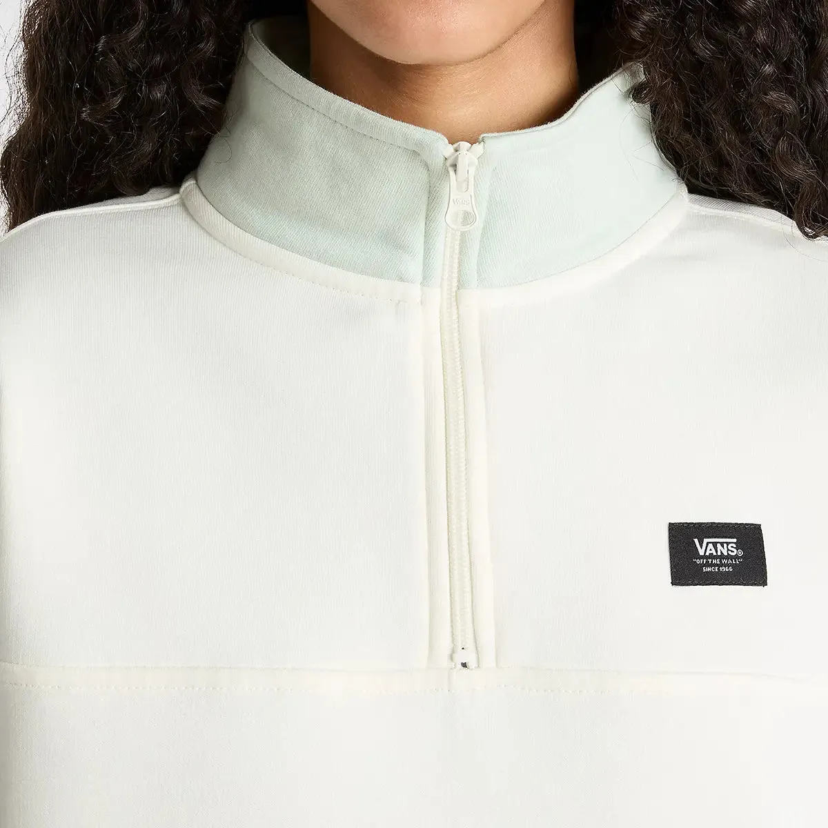 Vans Colourblock Half Zip Mock Neck Sweatshirt - Marshmallow/Cosmic Sky
