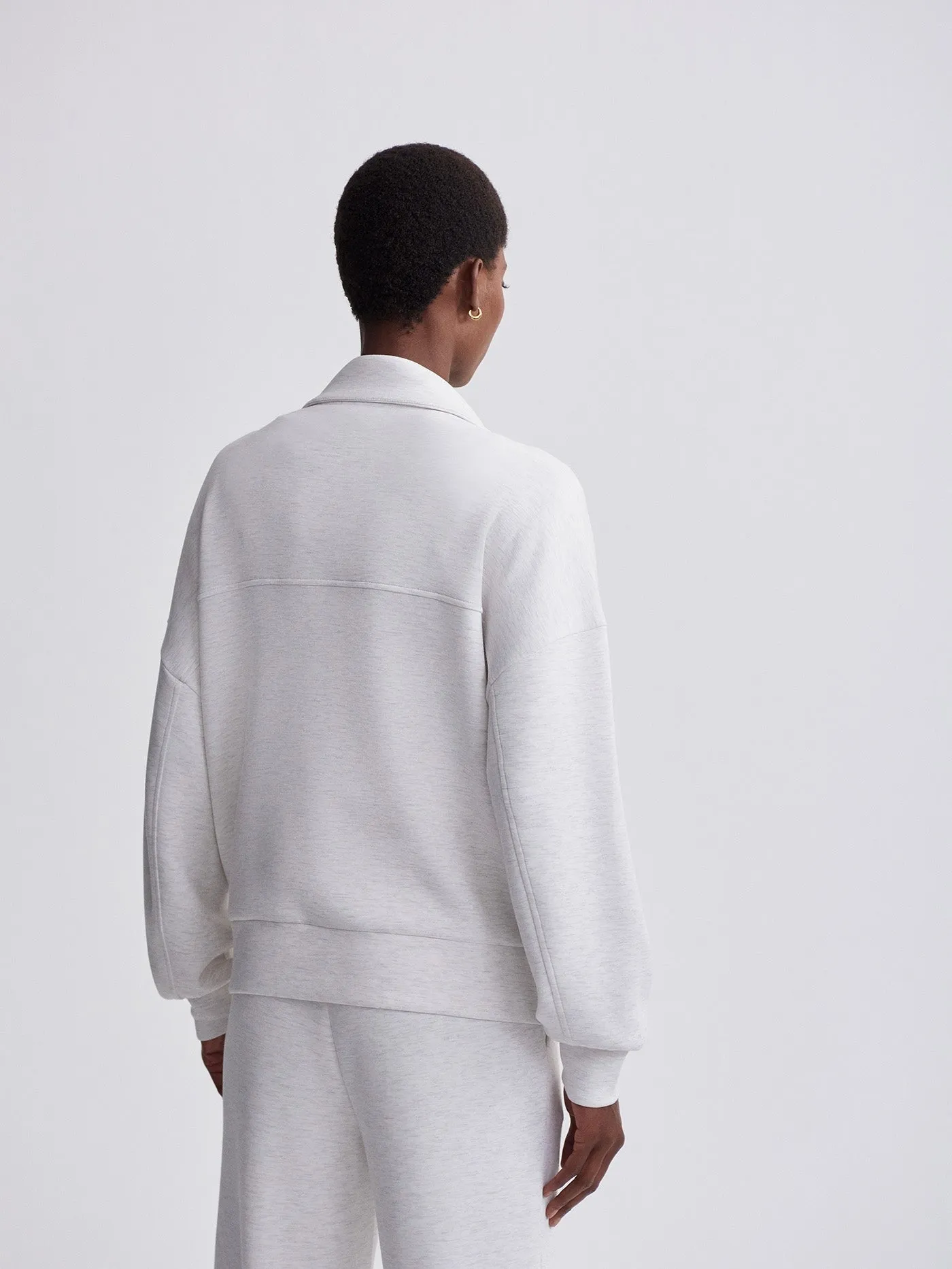 Varley Garcia Zip Through Sweat in Ivory Marl