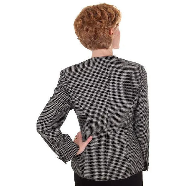 Vintage Ladies Herringbone Tweed Wool Peplum  Blazer Guy Laroche 1980s