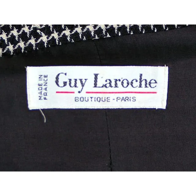 Vintage Ladies Herringbone Tweed Wool Peplum  Blazer Guy Laroche 1980s