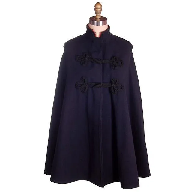 Vintage Nurses Cape 1940s Navy & Red Wool