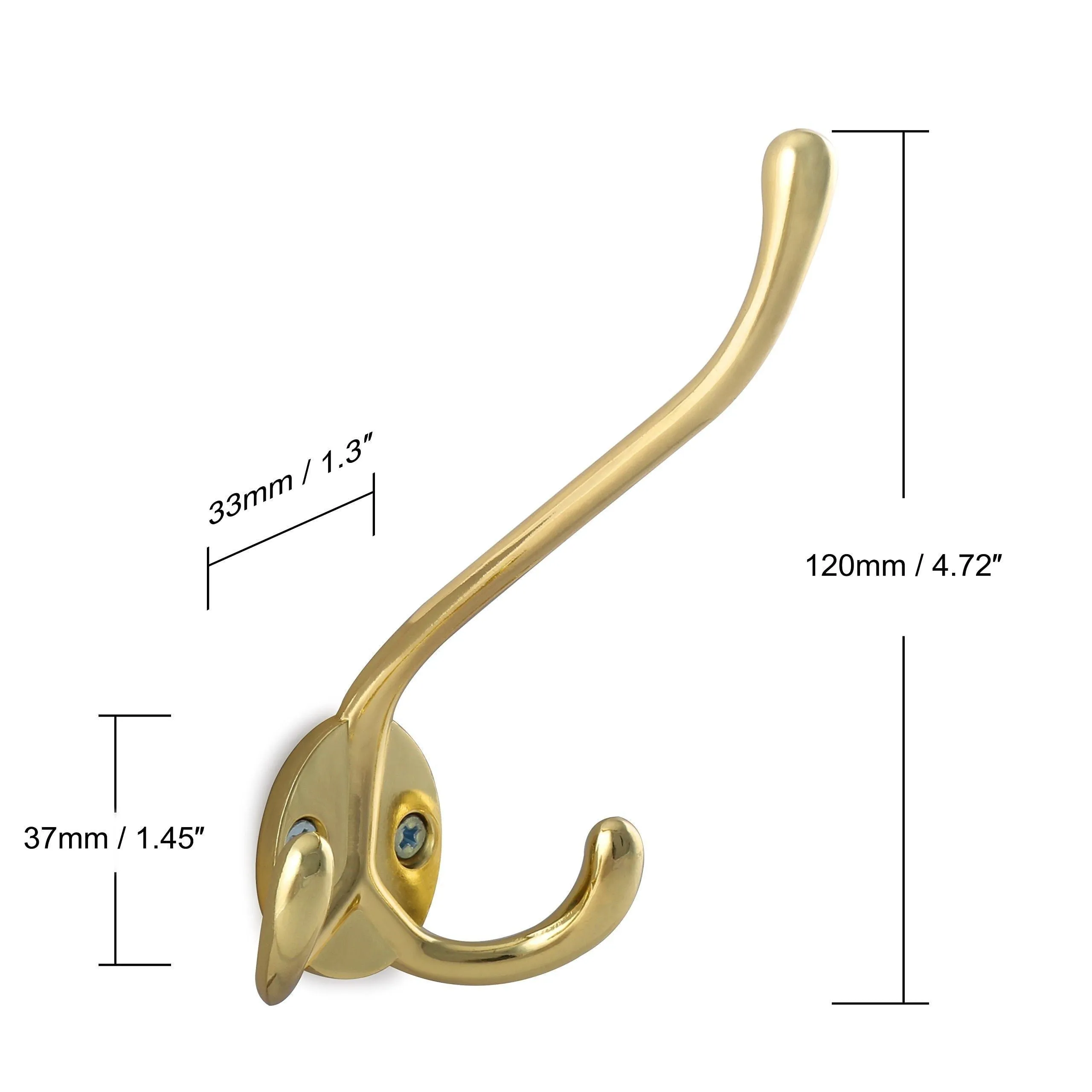 WEBI 6 Set Bling Triple Coat Hanger Hat Rack Bath Towel Clothes Key Hook Rail Garment Holder, Wall Mounted Entryway Kitchen Home Office Garage Organizer Storage, Gold-Zinc Alloy