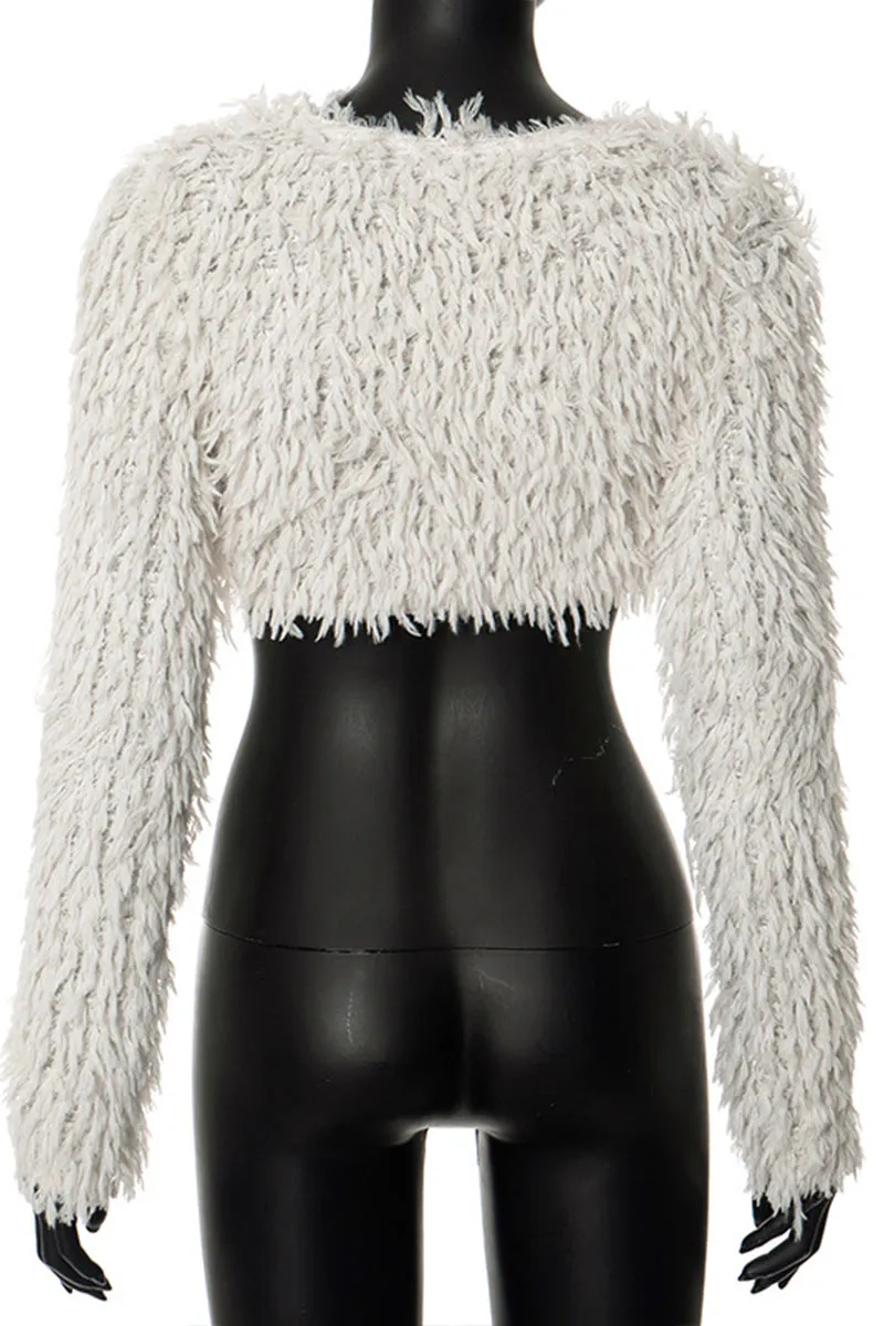 WJ0178 Furry Cropped Shirt