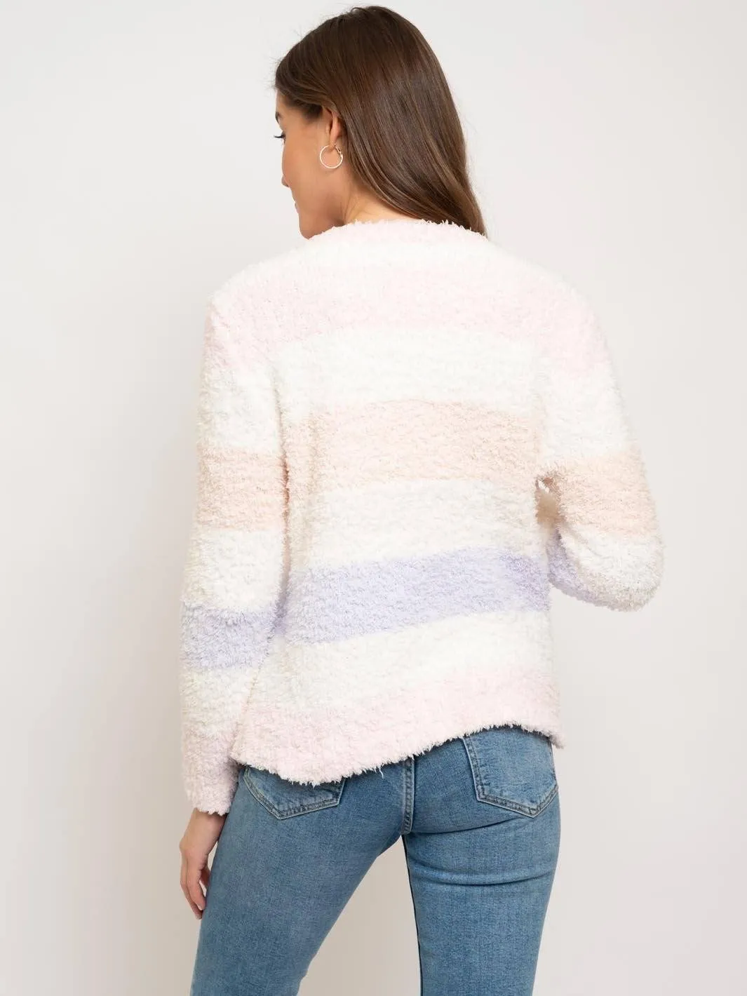 WOMEN'S FUZZY COLOR BLOCK SWEATER