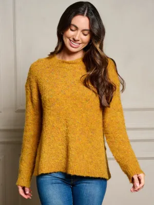 WOMEN'S LONG SLEEVE FUZZY OVERSIZED PULLOVER SWEATER