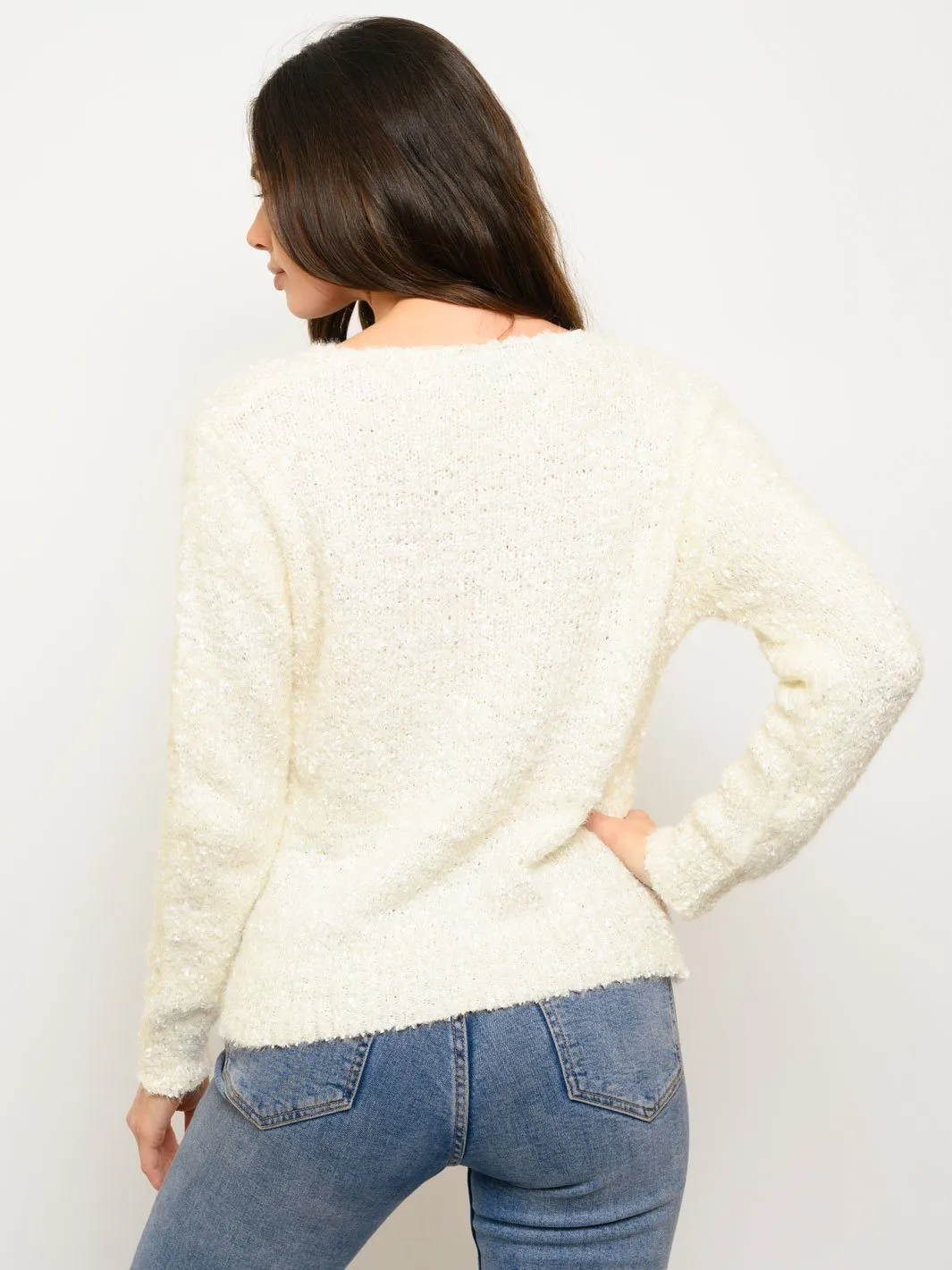 WOMEN'S LONG SLEEVE FUZZY SWEATER