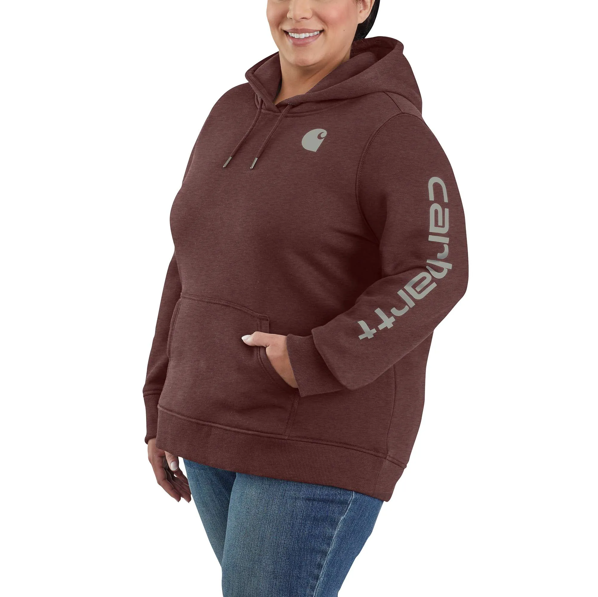 Women's Relaxed Fit Midweight Logo Sleeve Graphic Hoodie