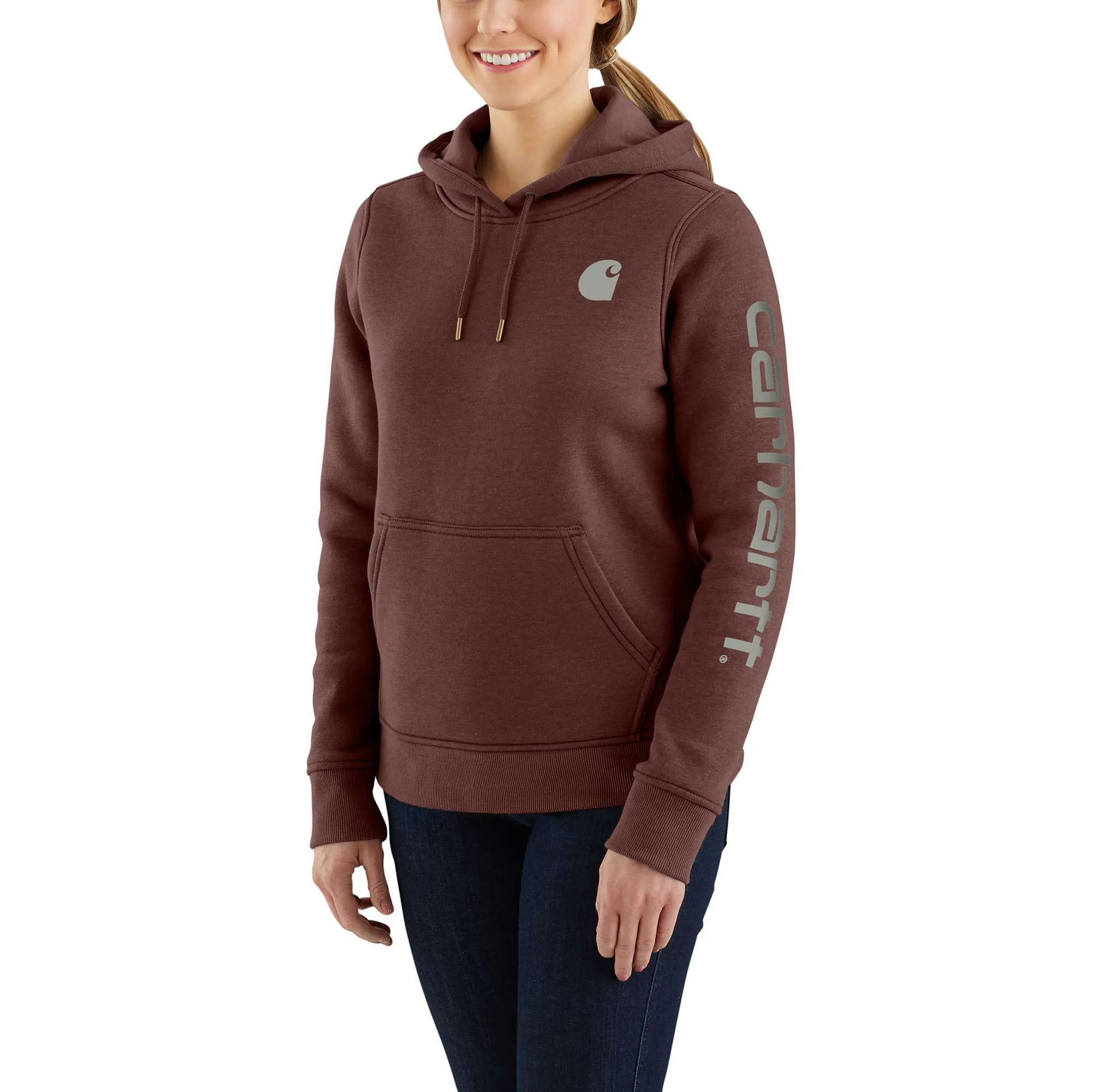 Women's Relaxed Fit Midweight Logo Sleeve Graphic Hoodie