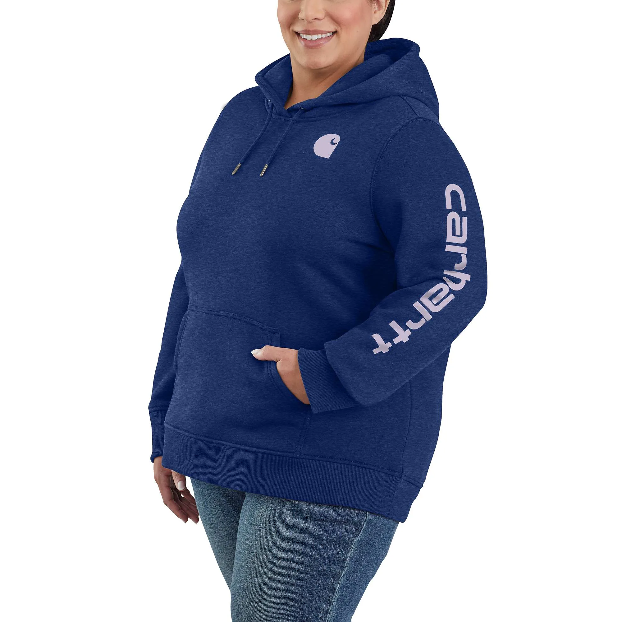 Women's Relaxed Fit Midweight Logo Sleeve Graphic Hoodie