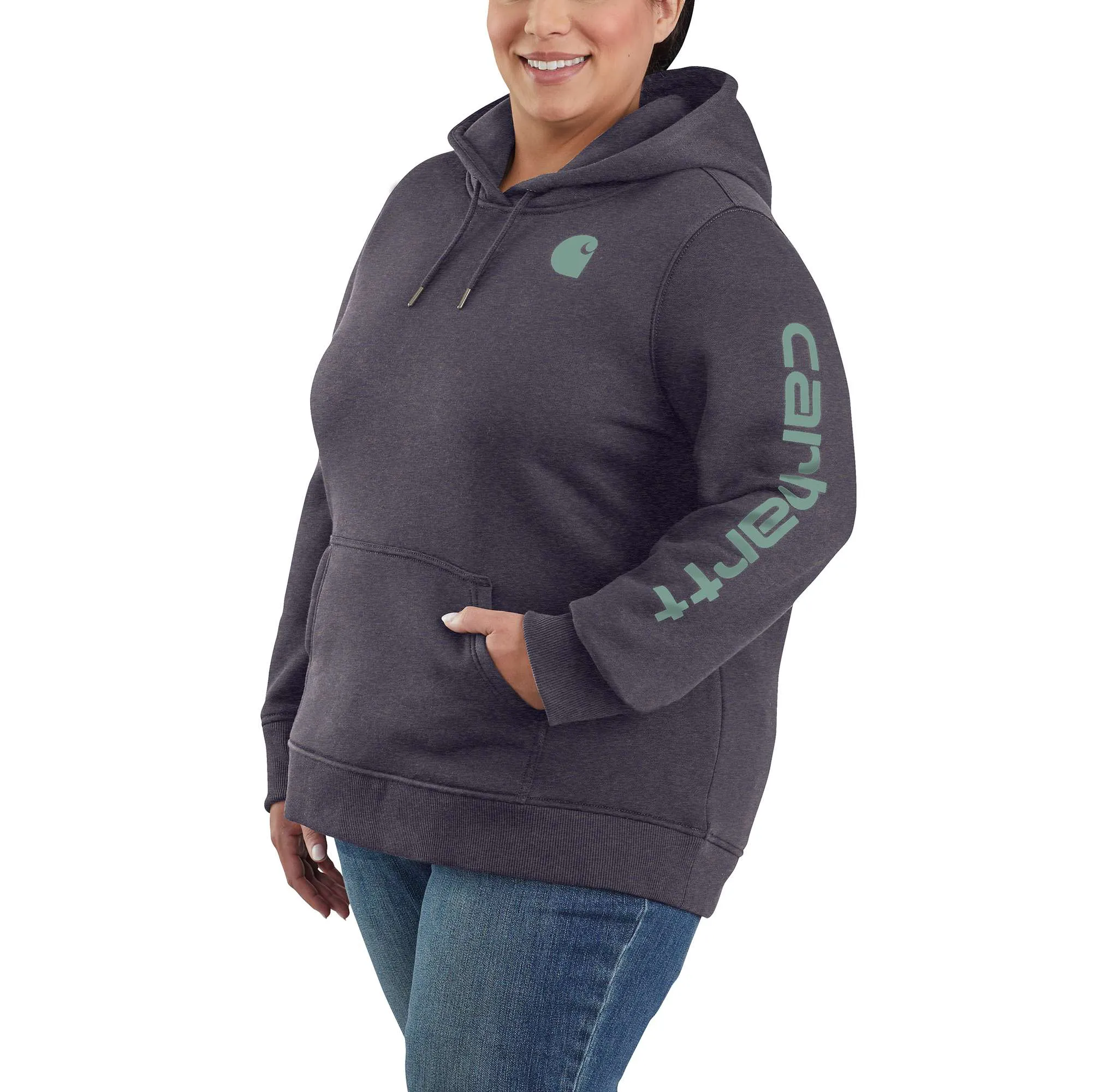Women's Relaxed Fit Midweight Logo Sleeve Graphic Hoodie