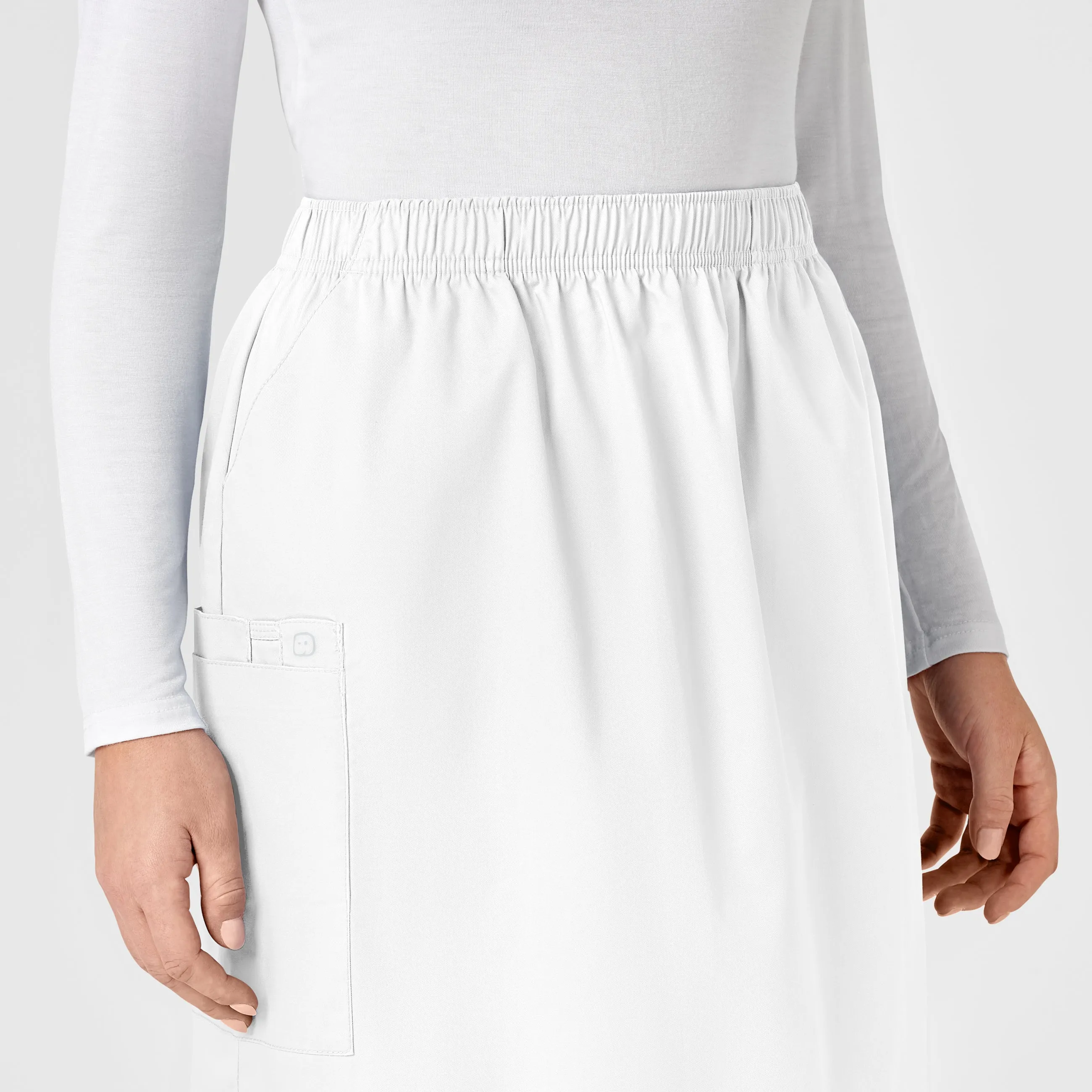 WonderWORK 701 Pull On Cargo Skirt White